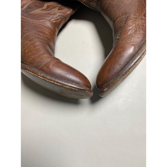 Lucchese 2000 Men Vintage Cowboys Boots Sz 10.5 D Brown Leather Western T3022R4 - Picture 15 of 16